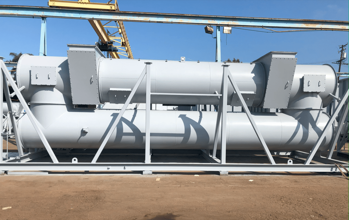 RTO unit designed for adhesives industry, featuring corrosion-resistant materials and integrated pre-treatment for siloxane removal.