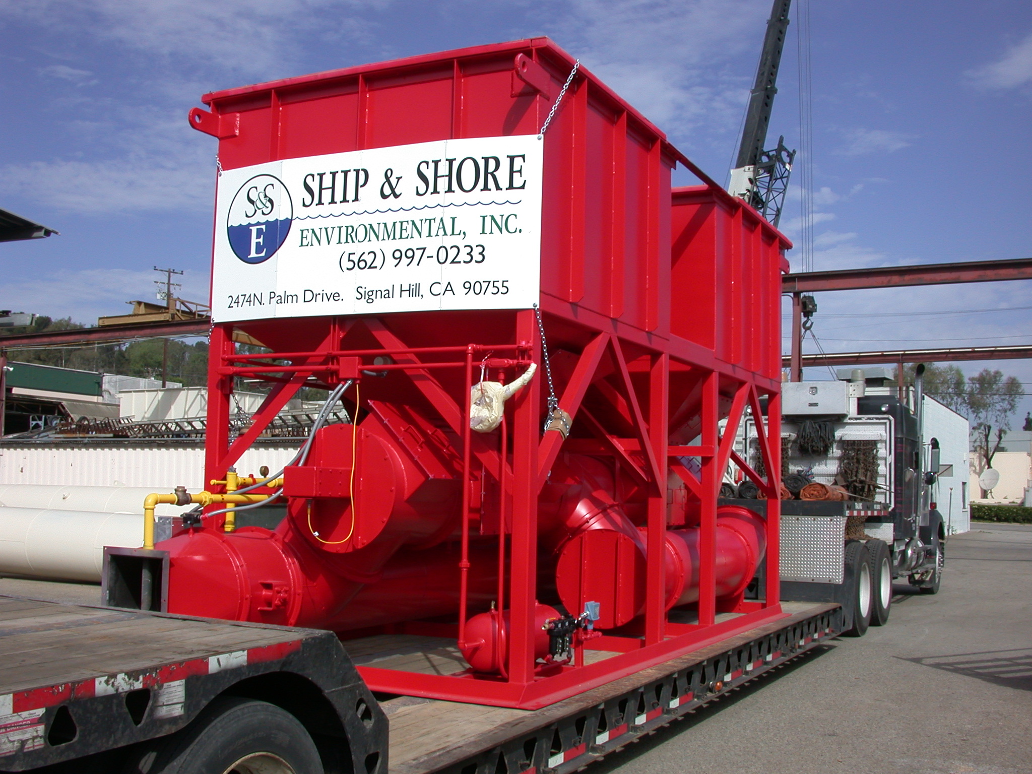 Ship and Shore regenerative thermal oxidizer with gas train prepared for shipment