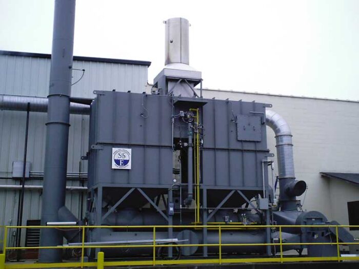 Ship and Shore regenerative thermal oxidizer with industrial exhaust connections
